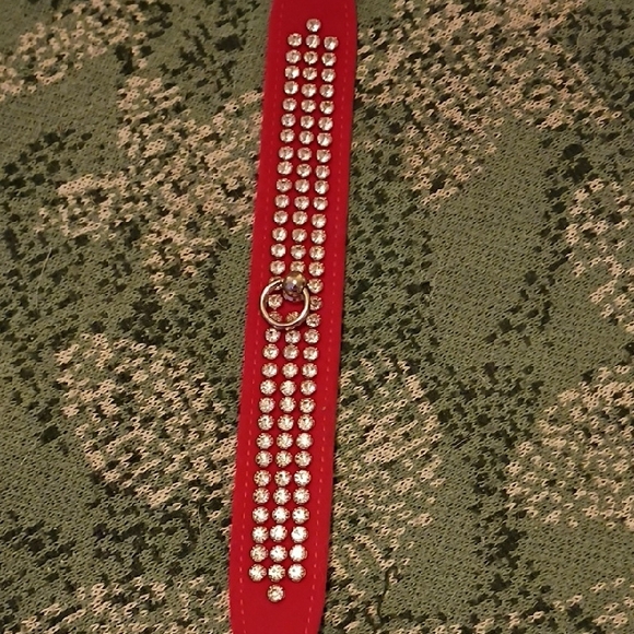Hustler Hollywood Red 3 Row Rhinestone Choker Nwt Velvet - Picture 4 of 7